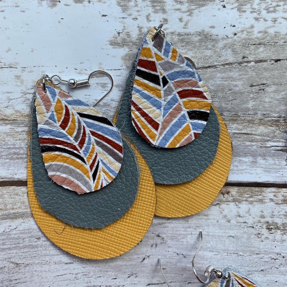 Handcrafted Genuine Leather Earrings - Picture 5 of 8